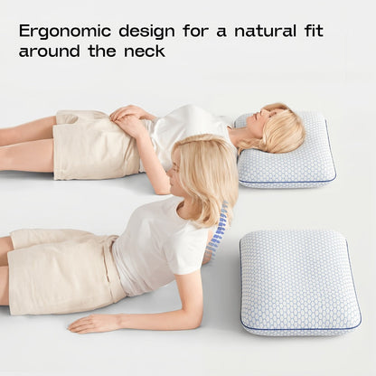 Standard Bed Pillow with Quilted Mesh Cover, Blue or Grey 1-Piece Options, Pictured 60 x 40 x 12 cm