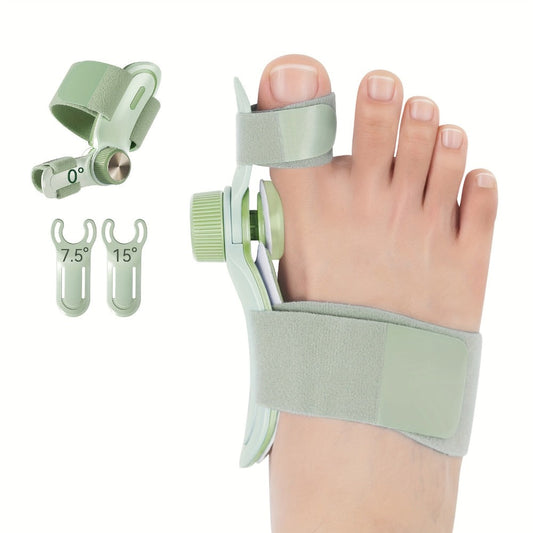 Bunion Corrector Splint with Double Correction – Stepless Adjustable Knob, 3-Angle Fixing Plate, Fits Left & Right Foot for Men & Women