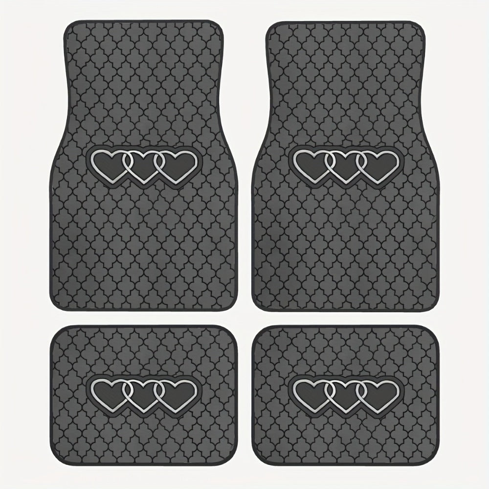 Car Floor Mats Set 2/4pcs, Durable Easy-Clean Universal Fit Interior Floor Liners for Men & Women, Stylish Blessing Pattern Car Carpet Pad, Great Gift for All Seasons