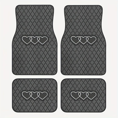 Car Floor Mats Set 2/4pcs, Durable Easy-Clean Universal Fit Interior Floor Liners for Men & Women, Stylish Blessing Pattern Car Carpet Pad, Great Gift for All Seasons
