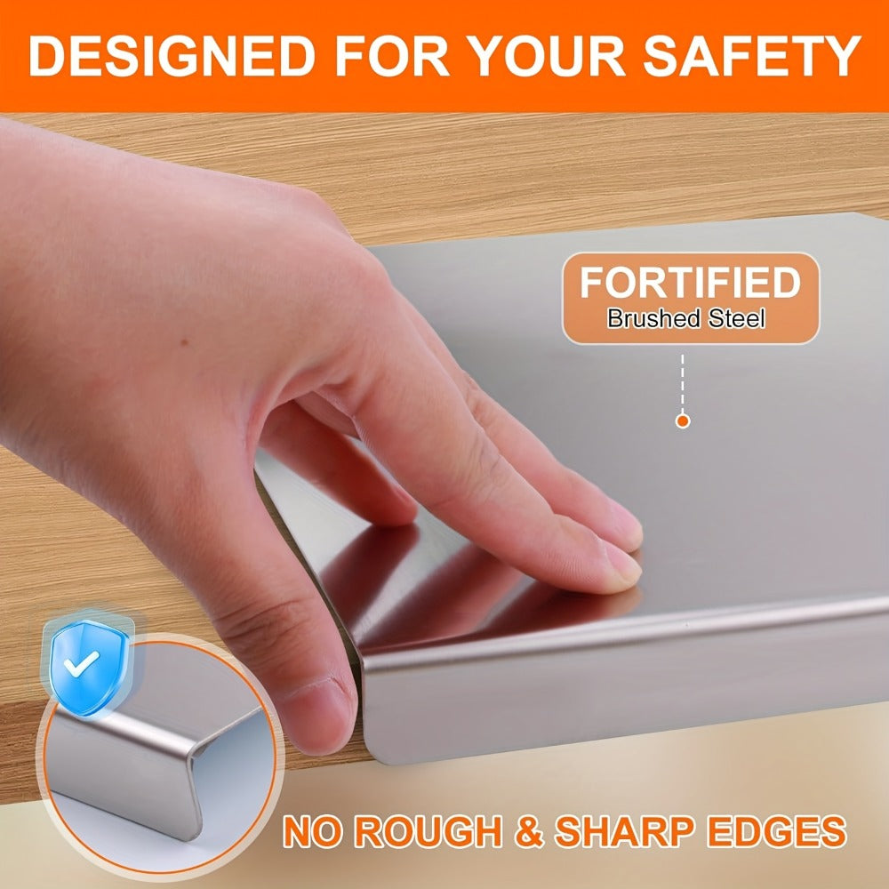 Cutting Board 304 Stainless Steel L-Edge Prep Board in Three Sizes for Countertop Dough and Chopping
