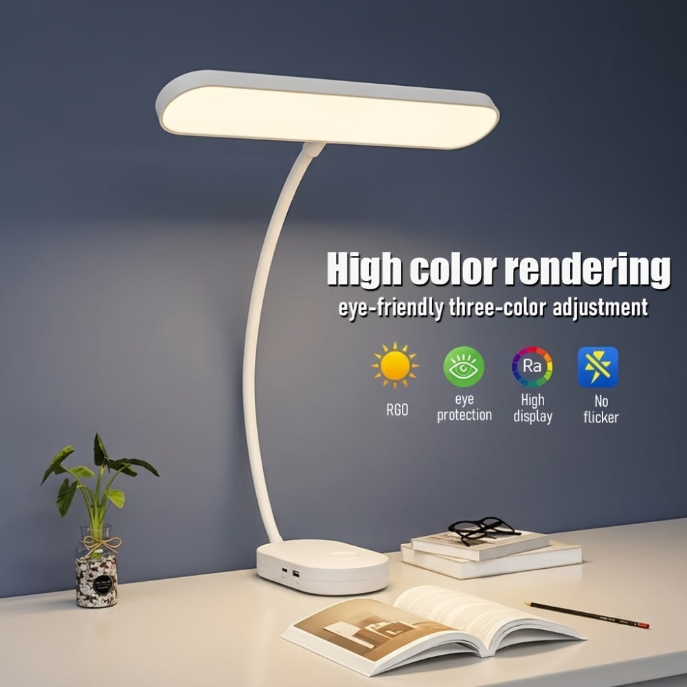 Gooseneck LED Desk Lamp with 28cm Light Bar, 45.5cm Height and Dry-Battery or USB Power Options