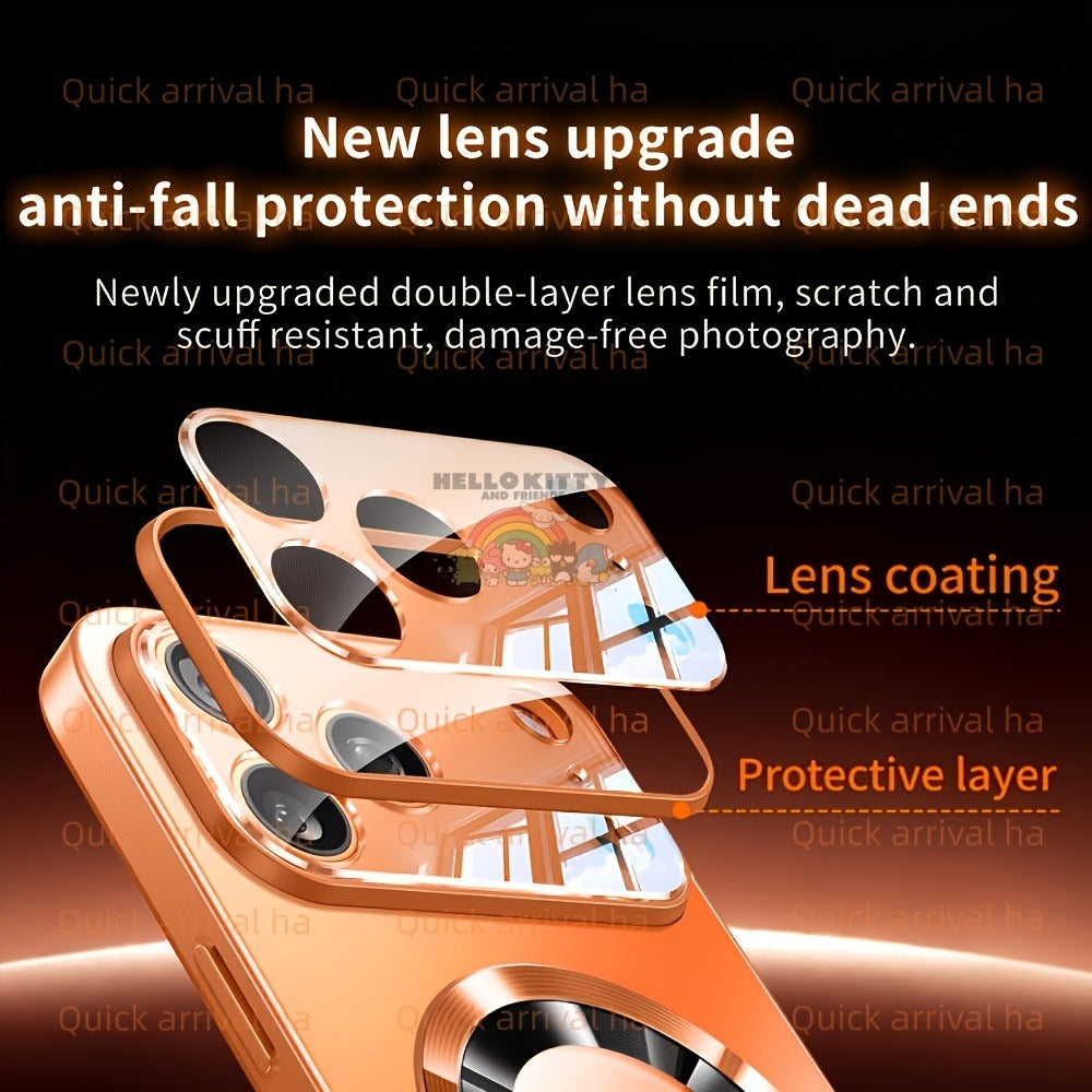 Phone Case Matte Titanium-Finish Magnetic Cover with Built-In Glass Lens Protector for Select iPhone Models