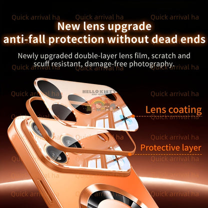 Phone Case Matte Titanium-Finish Magnetic Cover with Built-In Glass Lens Protector for Select iPhone Models