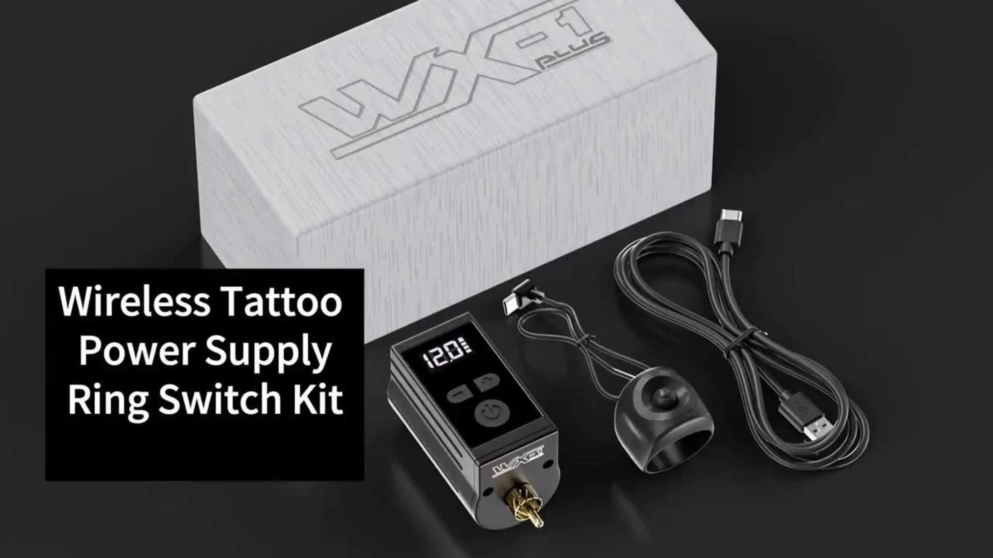 WX-1 Plus 1450mAh RCA Tattoo Power Supply with LED Display, 5–12V Control and USB-C Charging