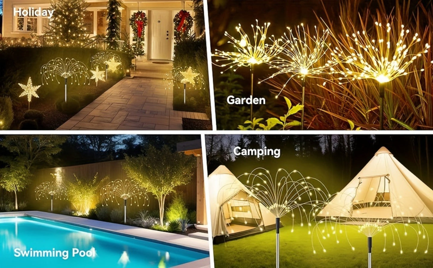Solar Fireworks Lights Outdoor – 60 to 420 LED Solar Garden Fairy Lights with 8 Modes, Waterproof Copper Wire Sparkler Lights for Garden, Patio, Yard, Pathway & Holiday Decoration