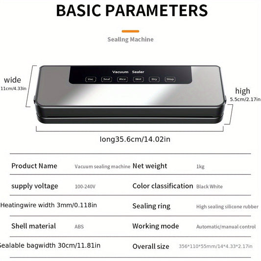 Vacuum Sealer Machine 65KPA with 40 Bags, Wet & Dry Mode, 6-in-1 Food Preservation Sealing System for Home & Kitchen