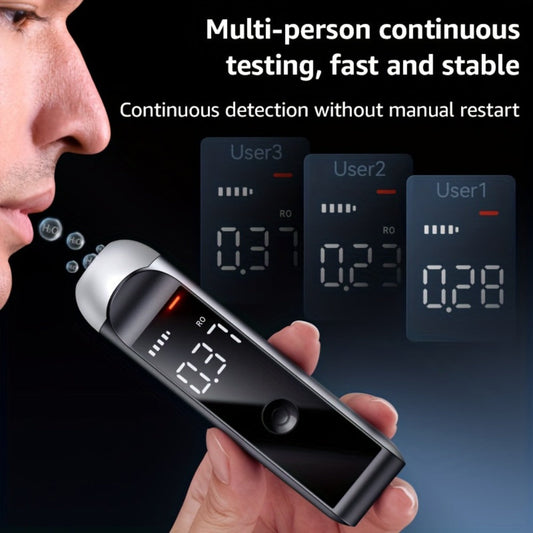 Rechargeable Breathalyzer Alcohol Tester – Professional Digital Breath Alcohol Detector, Portable Personal Breathalyzer with LCD Display, Available in Green, Black & Pink