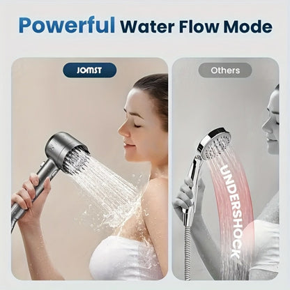Four-Piece High-Pressure Wall-Mount Shower Head Set with Turbine Spray, Six Filters and 68-Inch Hose