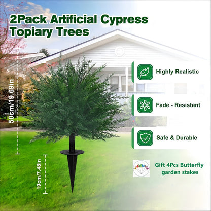 Artificial Floral Topiary Ball with Ground Spike, 22 or 23.6 Inch Height and Single or Two-Piece Style Options