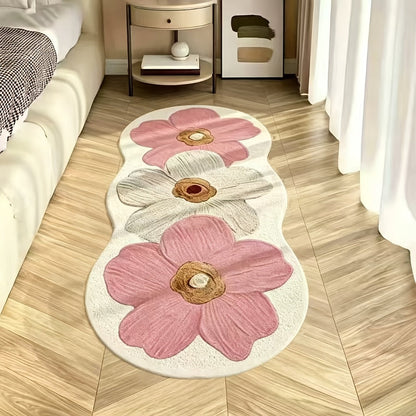 Area Rug, 10mm Polyester Imitation Cashmere Floral Floor Mat with Four Styles and Machine-Wash Care
