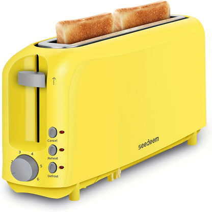 2-Slice Toaster Slim Ultra-Thin Design – 6 Browning Settings, 10" Long Slot, Reheat & Defrost Functions, Auto Shut-Off, Removable Crumb Tray, 6 Colors Available