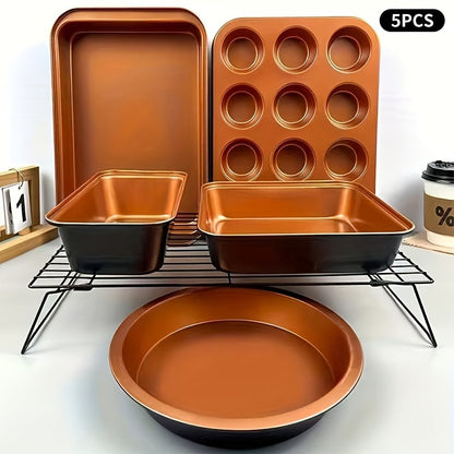 Copper or Black Bakeware Set in 5-, 6- or 10-Piece Options with Cake, Muffin and Loaf Pans