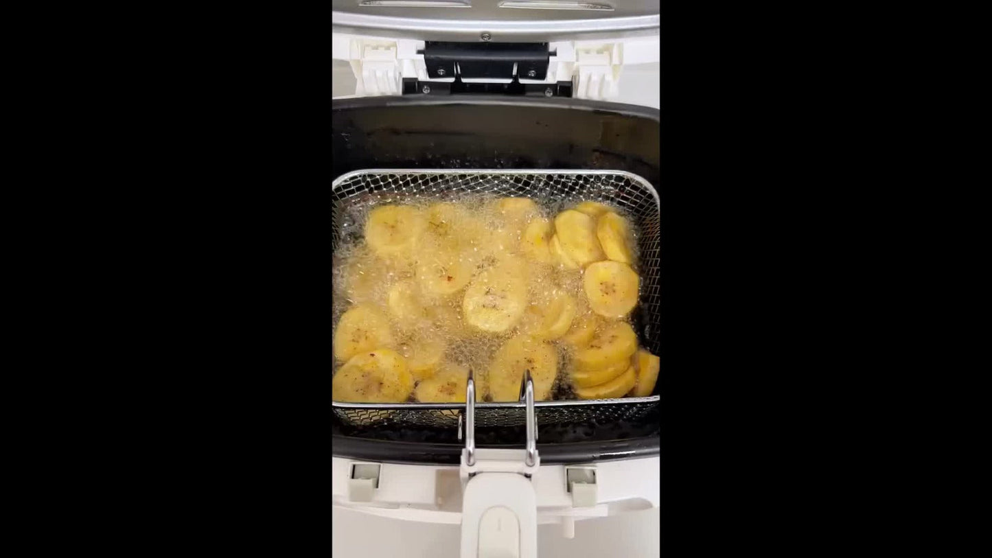 Electric Deep Fryer 1500W – 84.54oz Large Capacity, Adjustable Temperature Control, Non-Stick Basket, Viewing Window, Removable Lid, One-Touch Switch, Easy to Clean, Black & White Options