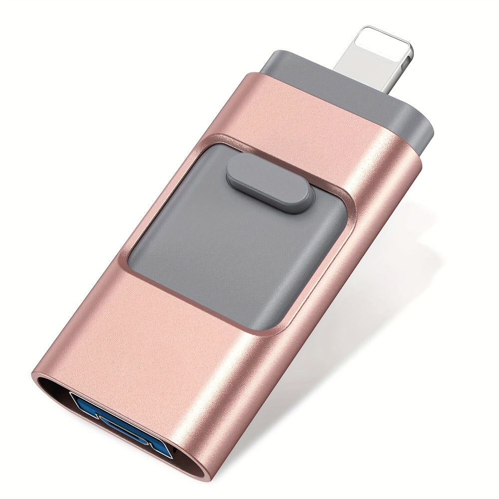 USB Flash Drive, 4-in-1 USB 3.0 Multi-Port Memory Stick with 128GB or 256GB Capacity and Sliding Connector Design