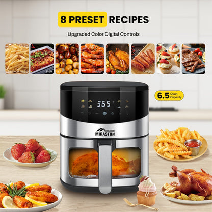 Miraston Air Fryer with Viewing Window, Eight Preset Icons and 2.8Qt or 6.5Qt Touchscreen Options
