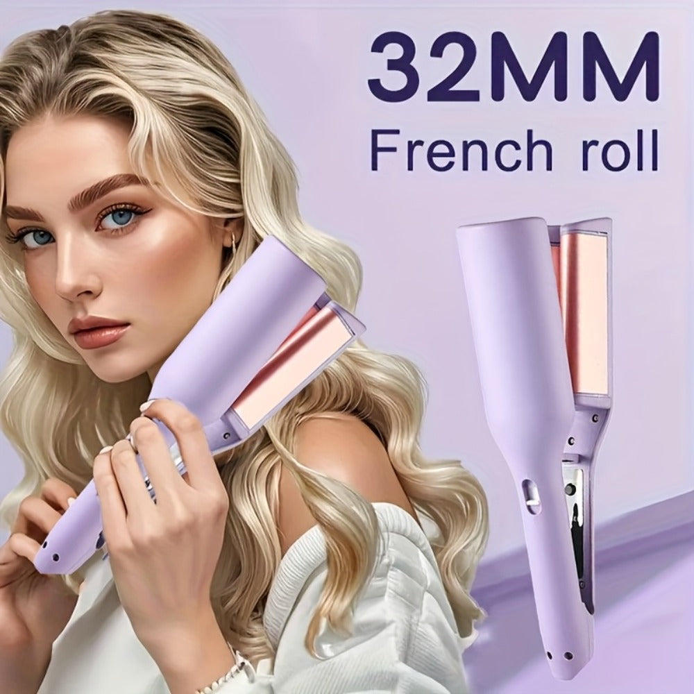 32 mm Wave-Clamp Curling Iron Options with Lavender French-Roll or Pink V-Groove Plates Pictured
