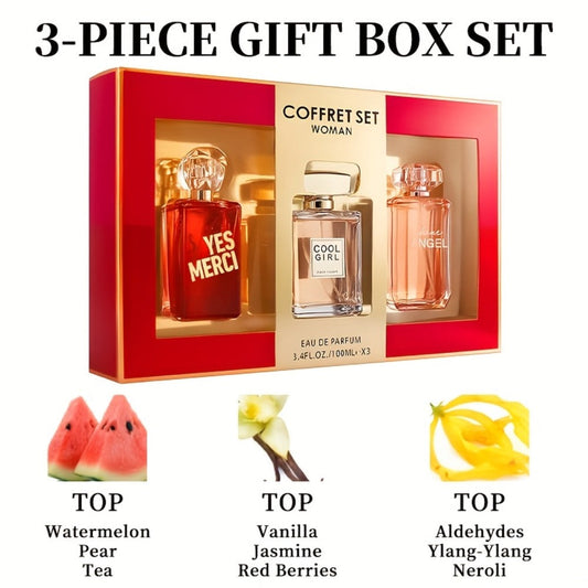 Eau de Parfum Gift Set for Women 100ml with Single-Bottle & 3-Piece Fragrance Options for Daily Wear