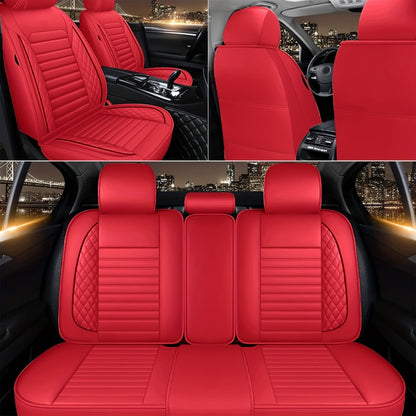 Car Seat Covers Full Set – 5-Seat PU Leather Airbag Compatible Universal Fit Sedan SUV Truck Waterproof with Front Storage Bag & Detachable Armrest