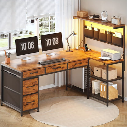 Computer Desk, L-Shaped Office Desk 47.2 Inch with RGB LED Lights Reversible Corner with 5 shown in the main product view