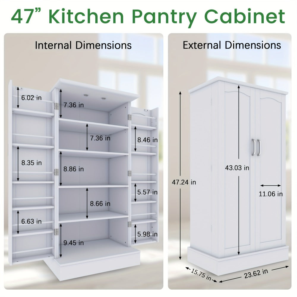 47-Inch Freestanding Bathroom Storage Cabinet with Adjustable Shelves detail image - detail view 4