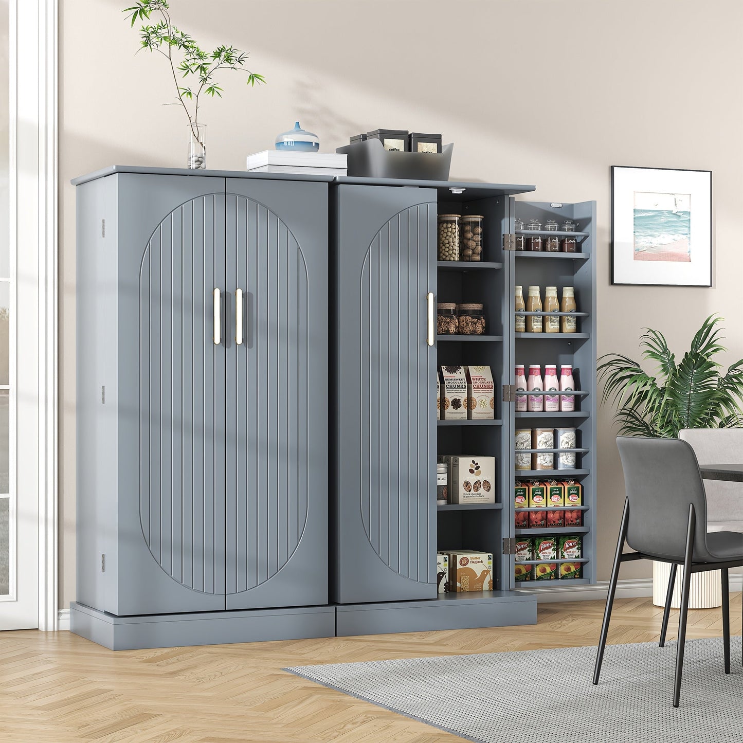 Storage Cabinet shown in the Gray, 16"D x 24"W x 47"H option