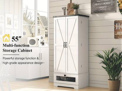 47-Inch Freestanding Kitchen Pantry Cabinet with Storage Drawers and Adjustable Shelves detail image - detail view 14