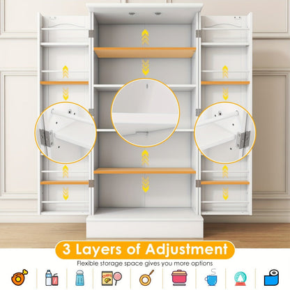 47-Inch Freestanding Pantry Cabinet with Adjustable Shelves for Organized Everyday Storage detail image - detail view 5