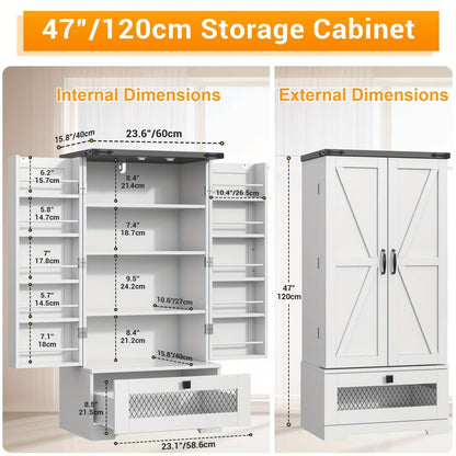 47-Inch Kitchen Pantry Cabinet with Storage Drawers for Organized Everyday Storage detail image - detail view 22