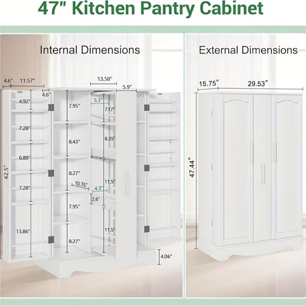 47-Inch Kitchen Pantry Cabinet with Storage Drawers for Organized Everyday Storage detail image - detail view 7