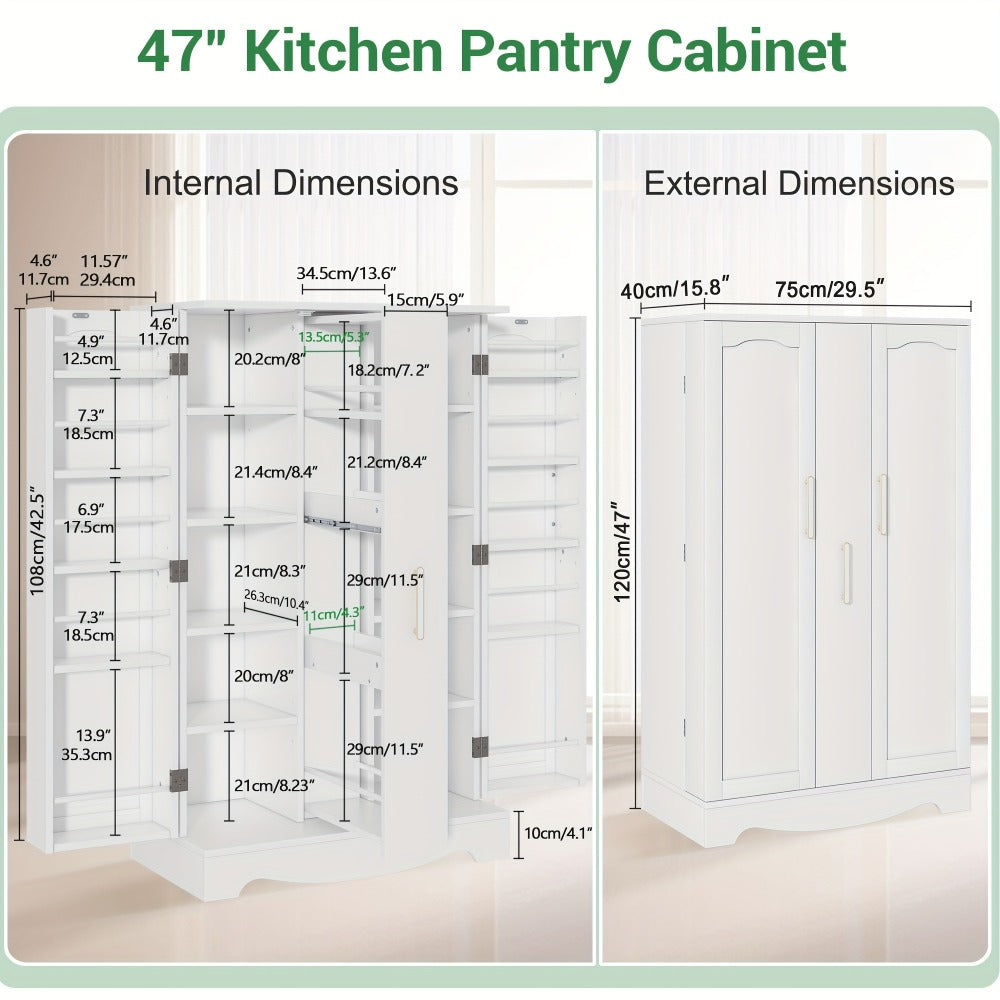 47-Inch Kitchen Storage Cabinet with Storage Drawers and Adjustable Shelves detail image - detail view 4