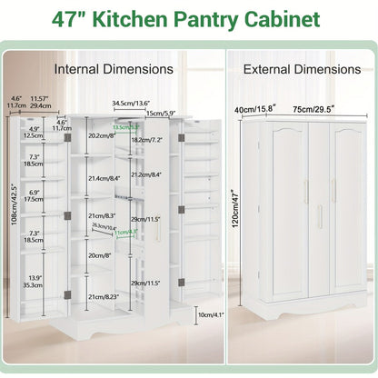 47-Inch Kitchen Storage Cabinet with Storage Drawers and Adjustable Shelves detail image - detail view 4