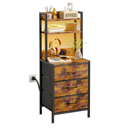 Nightstand shown in the 1pc-Brown-3 Drawers option