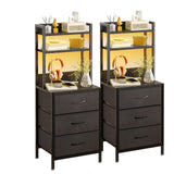 2pcs-Black-3 Drawers