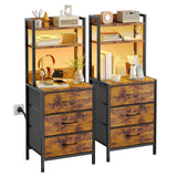2pcs-Brown-3 Drawers