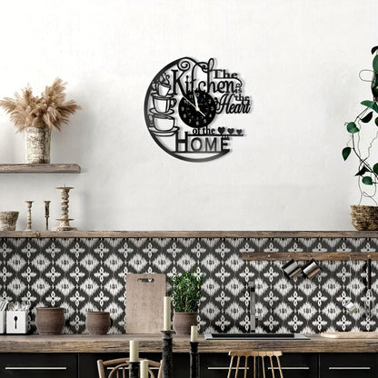Coffee-Themed Vinyl Record Wall Clock with Cutout Lettering and Standard or LED Light Configuration