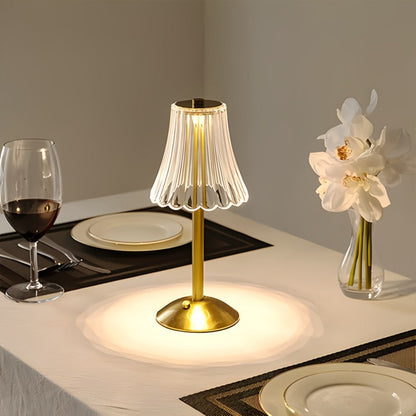 Crystal Atmosphere Lamp Portable – 3-Color Adjustable Touch LED Table Light with Retro Golden Design for Home, Dining Table & Restaurant Ambiance (Starlight / Pumpkin / Trumpet)