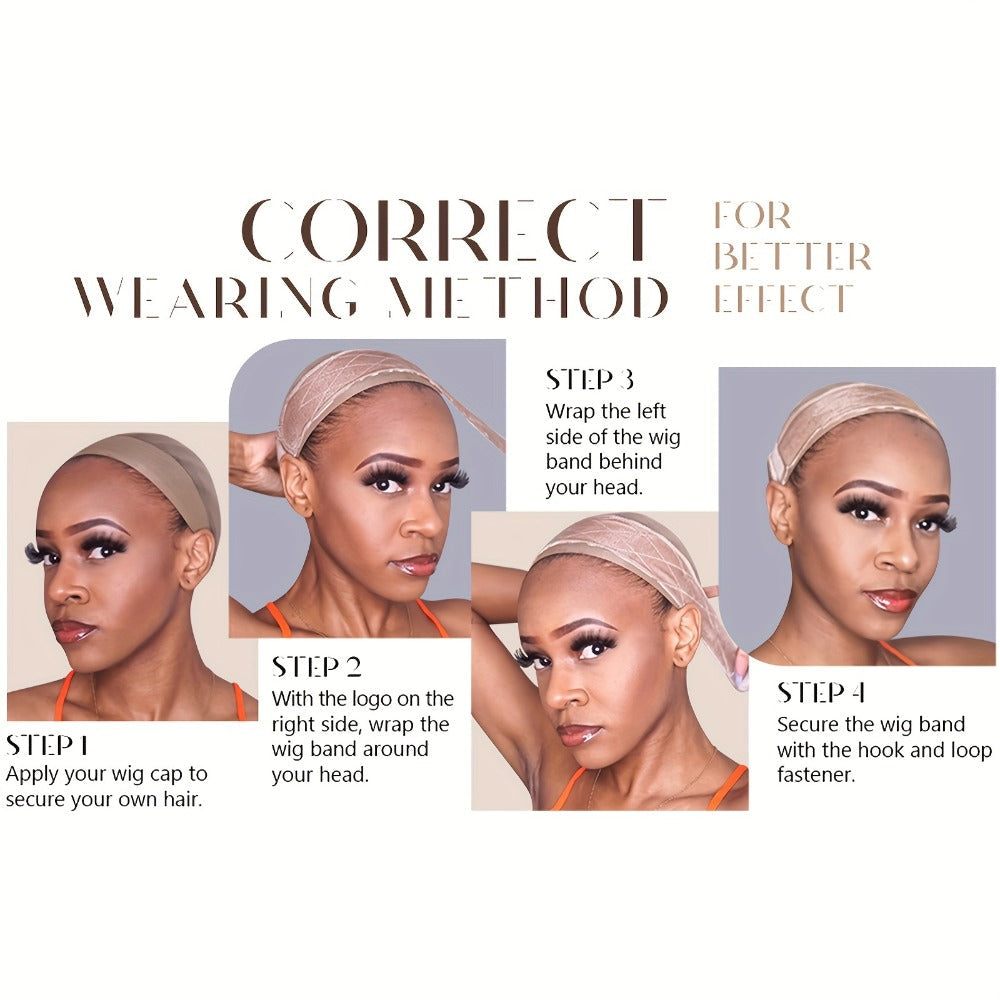 Velvet Wig Grip Caps, Three-Piece Adjustable Set in Light Beige, Beige, Black, Brown or Coffee