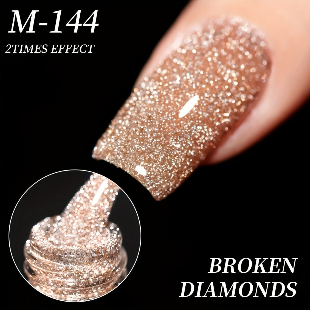 Gel Nail Polish – Glitter Set 5 Colors Pastel Sparkling Diamond Shimmer – Soak-Off LED UV Semi-Permanent Gel Varnish Photo Frame Bottle…