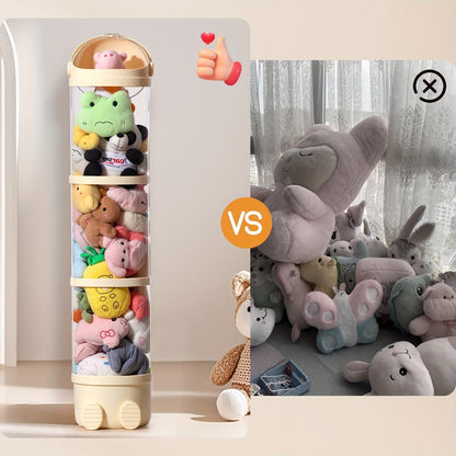 Stuffed Animal Storage Tower – Clear Plastic Toy Organizer with Layered Shelves, Visible Spacious Display Box for Kids Room, Living Room & Bedroom, Great Christmas Gift for Girls