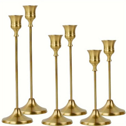 Metal Bell Candlestick Holders Set – Vintage Copper & Black Taper Candle Holders for Wedding Centerpieces, Christmas Table Decor, Halloween, Anniversary, Birthday Party, Home & Hotel Decoration