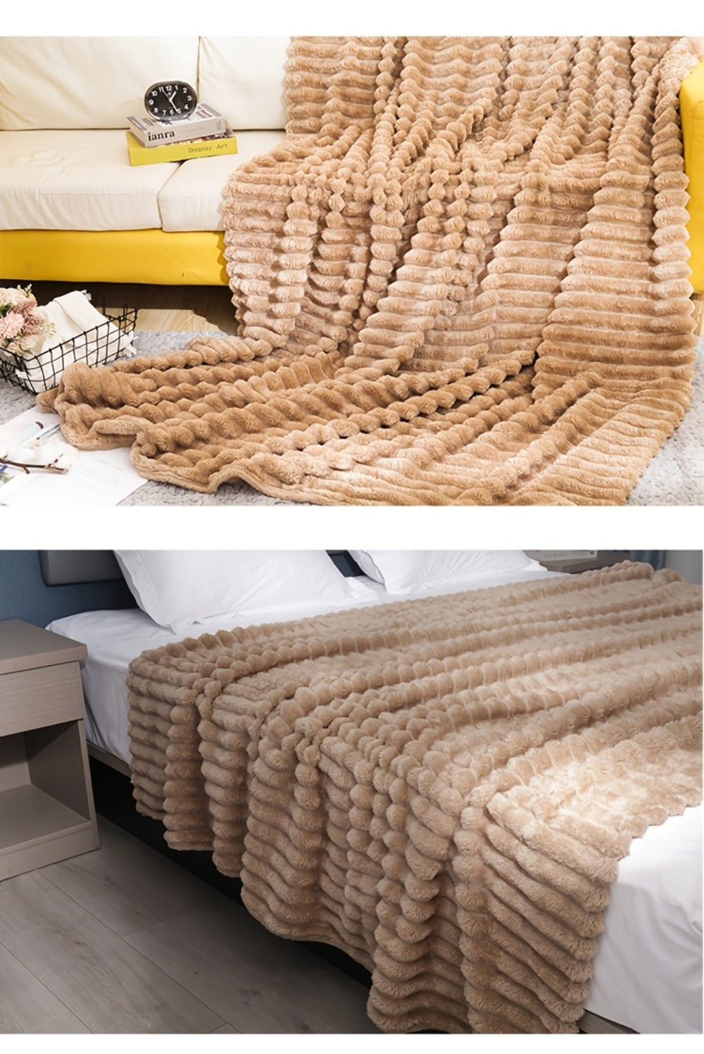 500gsm Heavy Plush Blanket – Ultra Thick Soft Warm Fluffy Blanket for Bed, Sofa & Travel, Baby to Double Size, 5 Colors