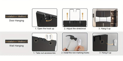 Three-Way Hair Cutting Mirror with Folding Panels, Adjustable Door Hooks and LED, Non-LED or Two-Pack Options
