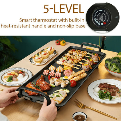 Rectangular Electric Griddle in 15.35 x 8.66 or 22.83 x 10.24 Inches with End Handles and Drip Area