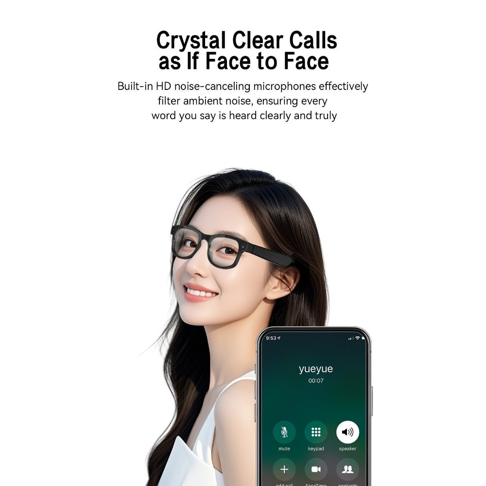 Bluetooth Smart Glasses with 8MP HD Camera – AI Real-Time Translation, Object Recognition, Touch Control, Bluetooth Call & Music, Wearable for Men & Women