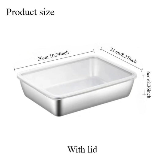 Food Storage Containers Six-Piece Stainless Steel Set with Transparent PP Lids for Refrigerator Storage
