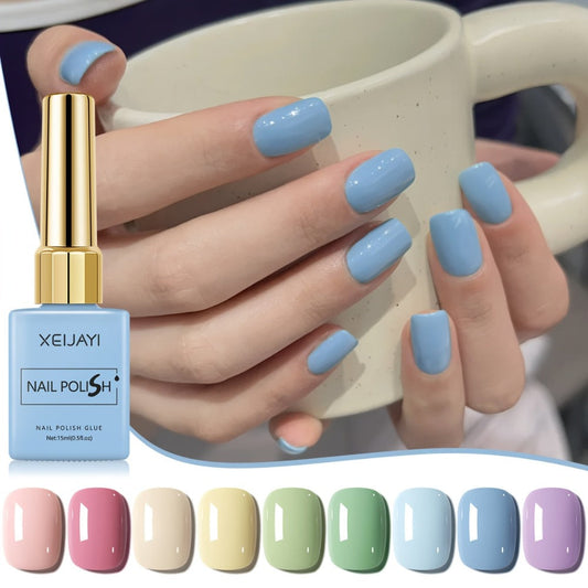 Gel Nail Polish – Set 9 Colors Macaron Pastel in Square Bottles — High Saturation UV LED Cure Chip-Resistant Long-Lasting Kit for Women…