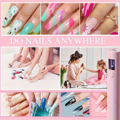 Pen-Shaped Cordless UV LED Nail Lamp with 365 and 405 nm Light, Two Timers and Three Colors