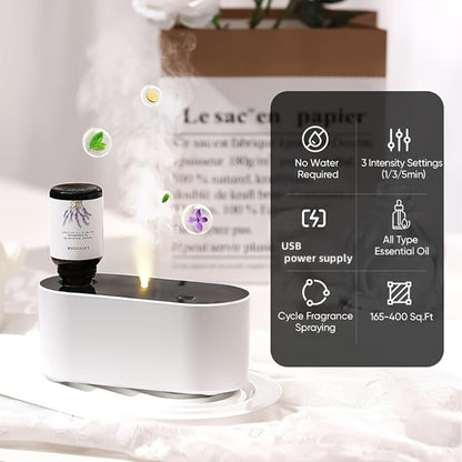 Waterless Essential Oil Diffuser – Smart Aroma Diffuser with 3 Modes, Auto Cycle Atomizer & Colorful LED Lights for Home Office Car Yoga, Mini Portable Scent Diffuser (Oils Not Included)