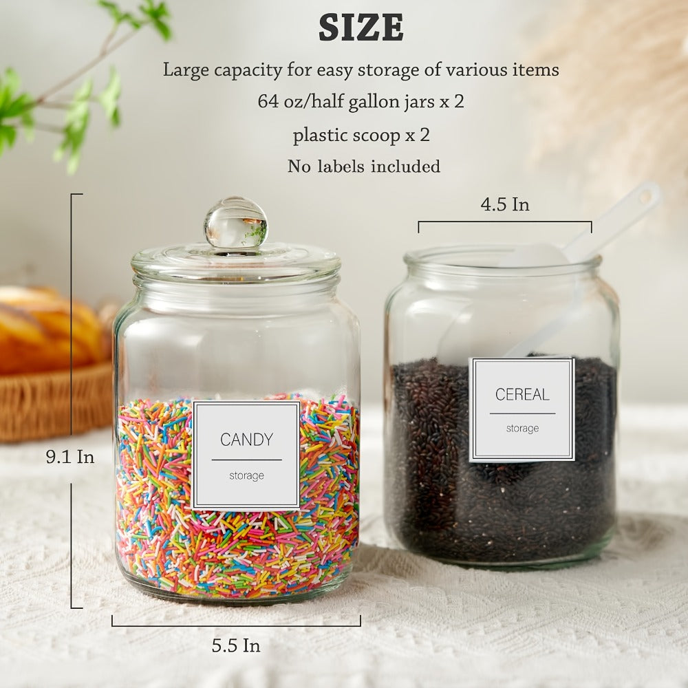 Half Gallon Glass Jars with Lids Airtight Set of 4 | Large Clear Storage Containers for Pantry, Kitchen & Laundry Room – Wide Mouth Food Organization Jars with Bamboo Lid Option